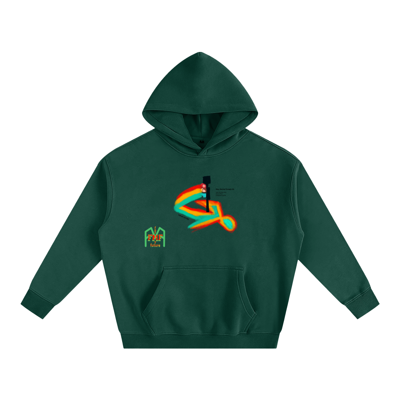 “Stop, Starting” Oversize Fleeced Hoodie