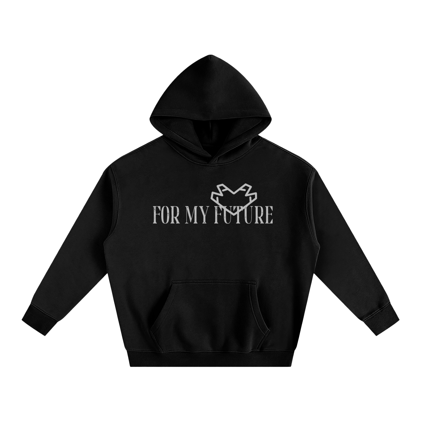 “<3” (Gray) Oversize Fleeced Hoodie