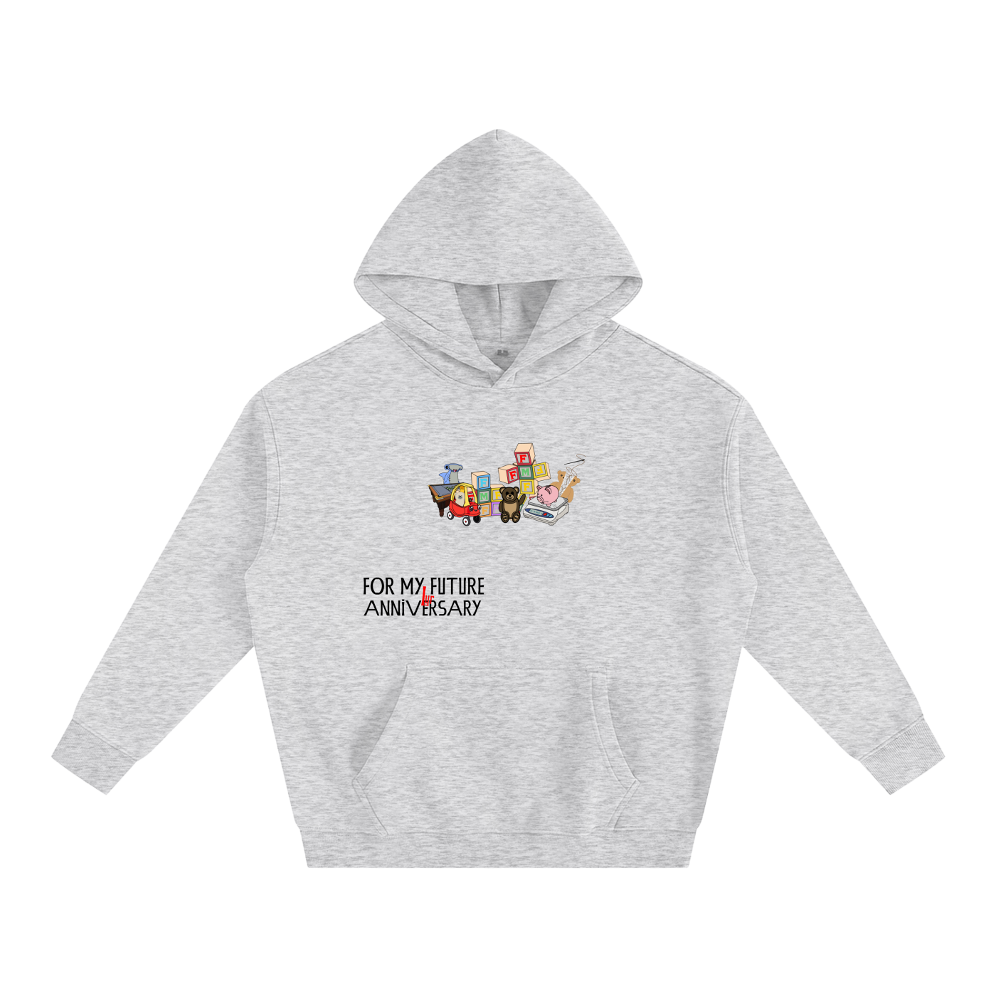 “Yr 1” (Red) Oversize Fleeced Hoodie