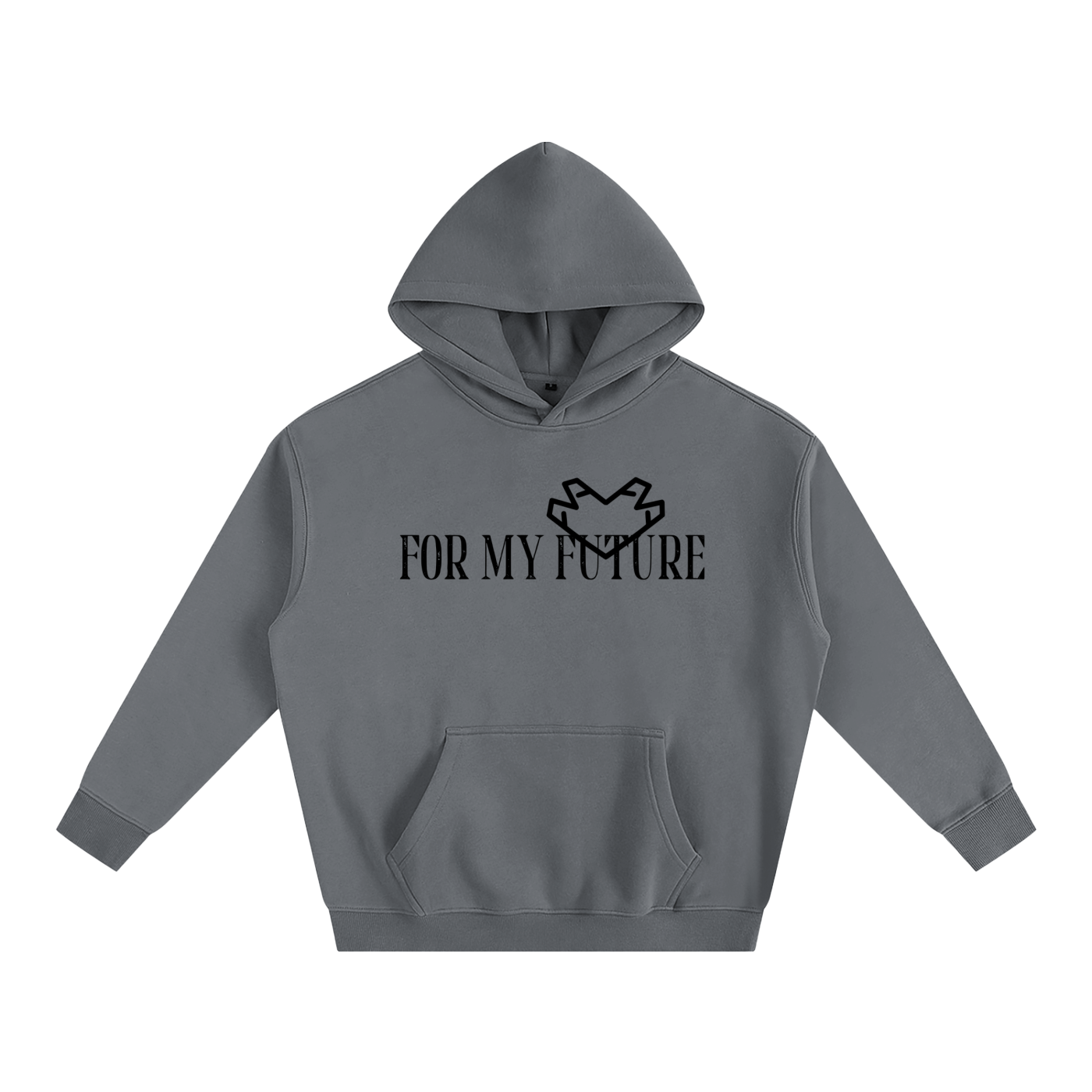 “<3” (Black) Oversize Fleeced Hoodie