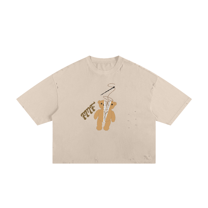 “Torn Teddy” Classic Frayed Boxy Tee