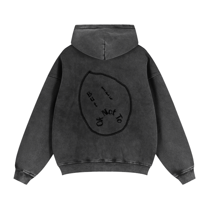 “Smiley” (black) Zip-Through Boxy Hoodie