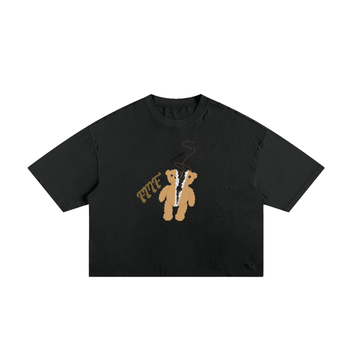 “Torn Teddy” Classic Frayed Boxy Tee