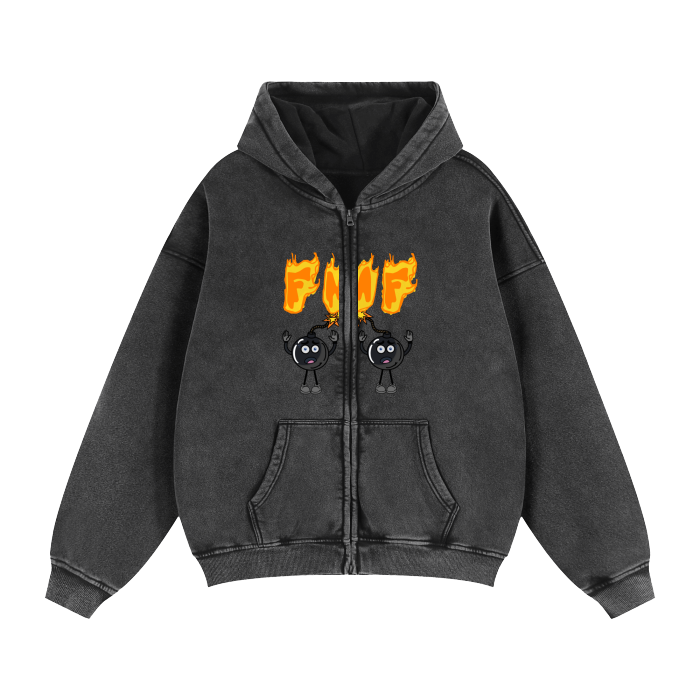 “Uh-oh” Zip-Through Boxy Hoodie